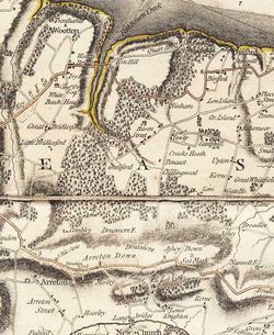 Detail of Isle of Wight Estates area from: Map of Hampshire surveyed by Thomas Milne, published by William Faden, 1791