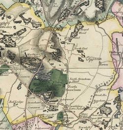 Detail of Stoneham Estate area from: Map of Hampshire surveyed by C and J Greenwood and N L Kentish, published by Greenwood and Pringle and Co, 1826. 