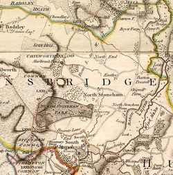 Detail of Stoneham Estate area from: Map of Hampshire surveyed by Thomas Milne, published by William Faden, 1791