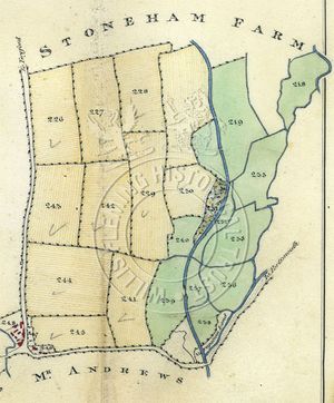 Detail of eastern portion of Swaythling Farm from Surveys of Stoneham, 1818