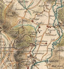 Detail of Stoneham Estate area from: Map of Hampshire surveyed by Isaac Taylor, engraved by R Benning, published 1759.