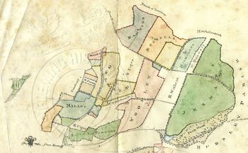 Northern portion of The General Map of the Romsey Estates, surveyed by John Whitcher in 1819. Other landowners mentioned are Doswell, Figes, Withers, and Dawkins.